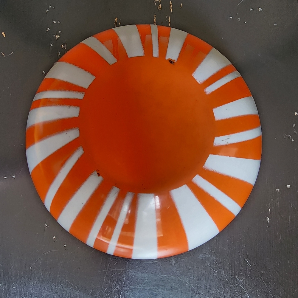 Mid Century Modern Catherineholm Orange and White Zebra Striped Enamelware Bowl - Picture 5 of 7